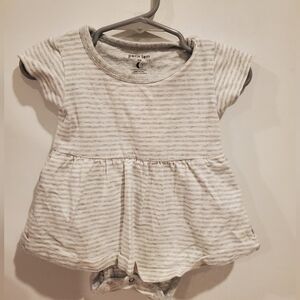 Petit Lem 9 Month Gray Striped Dress Bodysuit